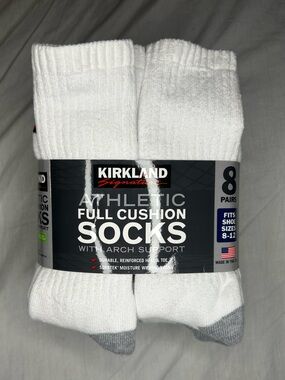 Kirkland Signature White Athletic Full Cushion Crew Socks - 8 Pack